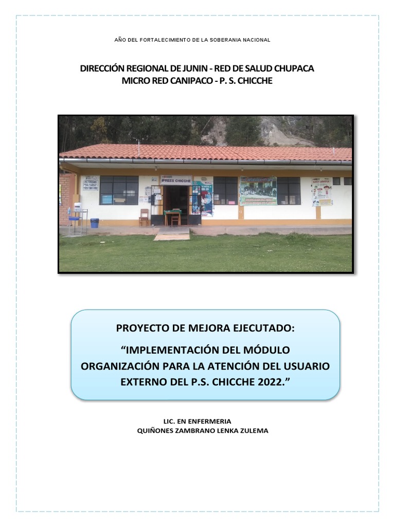 Plan de Mejora de Puesto de Salud | PDF | Hospital | Cuidado de la salud