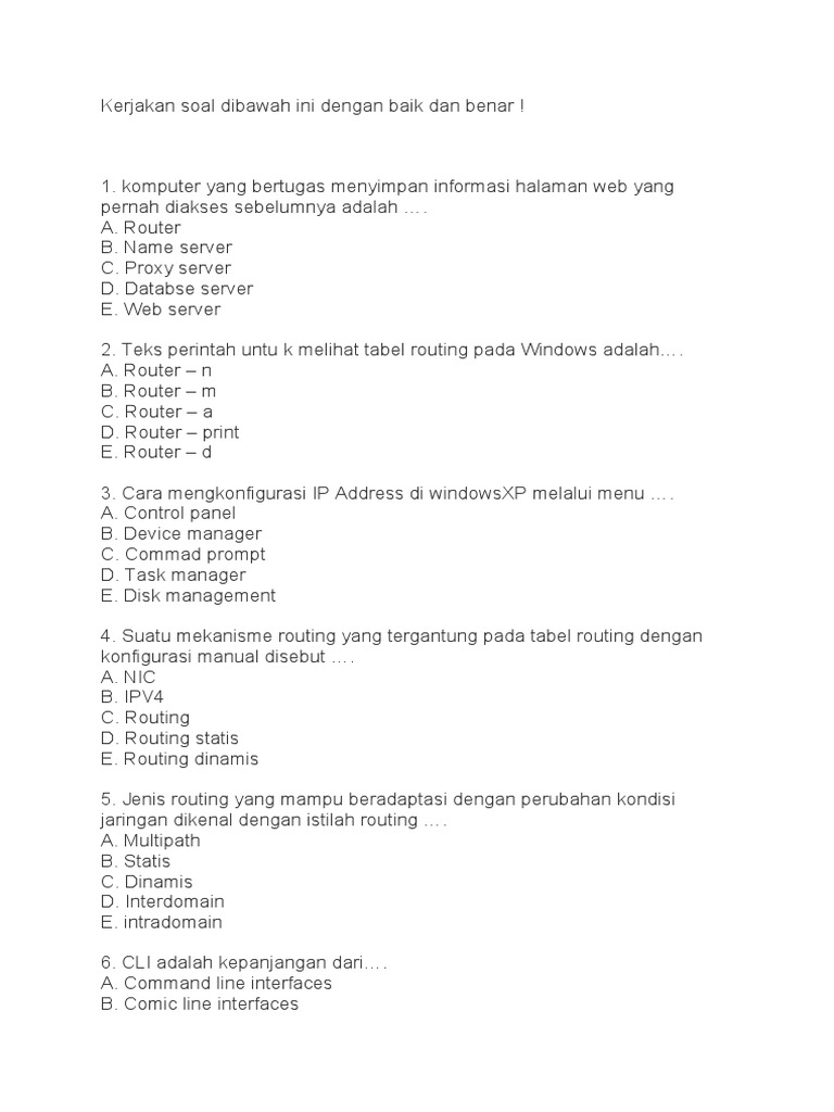 Soal Router Statis | PDF | Komputer