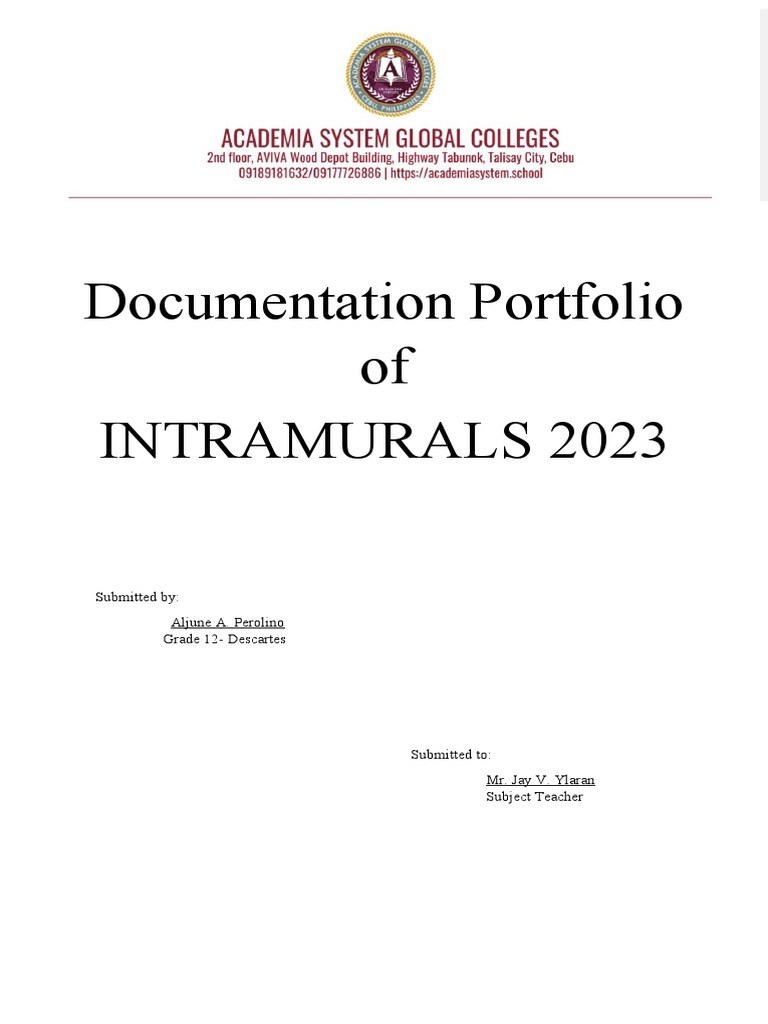 Documentation Portfolio of Intramurals 2023 | PDF
