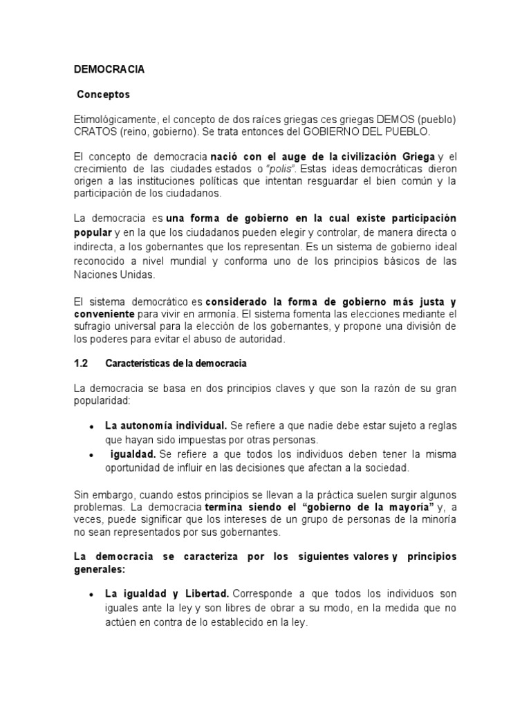 Fundamentos y Tipos de Democracia | PDF