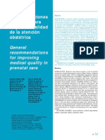 Recomendaciones Generales para Mejorar La Calidad de La Atención Obstétrica General Recommendations For Improving Medical Quality in Prenatal Care
