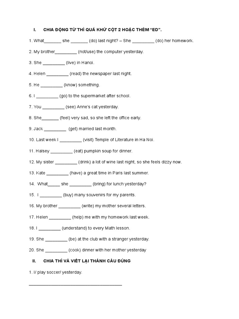 English Past Tense Exercises | PDF | Self-Improvement | Science ...