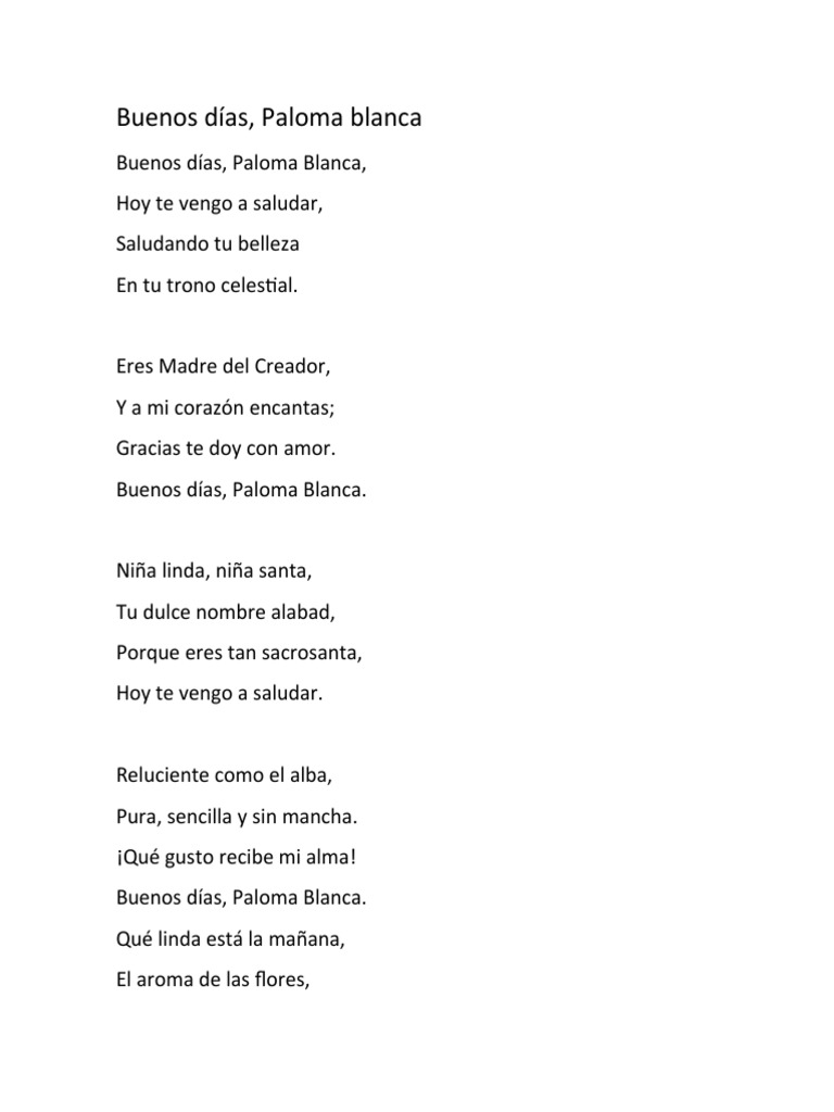 Buenos Dias Paloma Blanca Pdf