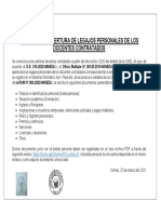 Comunicado: Apertura de Legajos Personales de Los Docentes Contratados