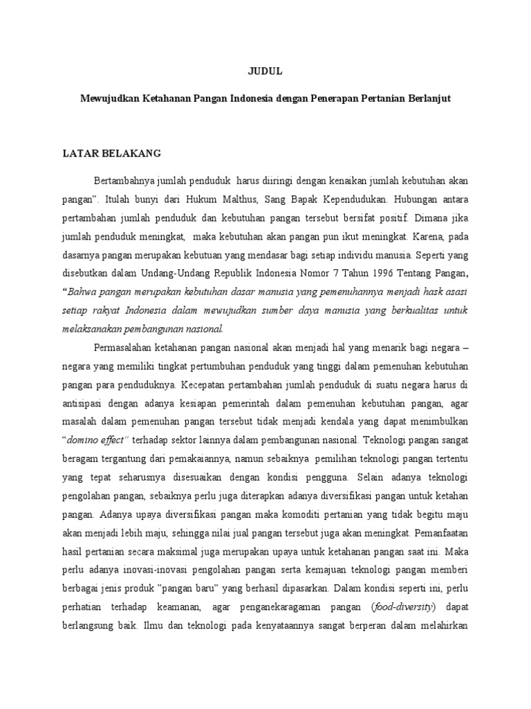 Ketahanan Pangan Melalui Pertanian Berlanjut | PDF | Ilmu Sosial ...