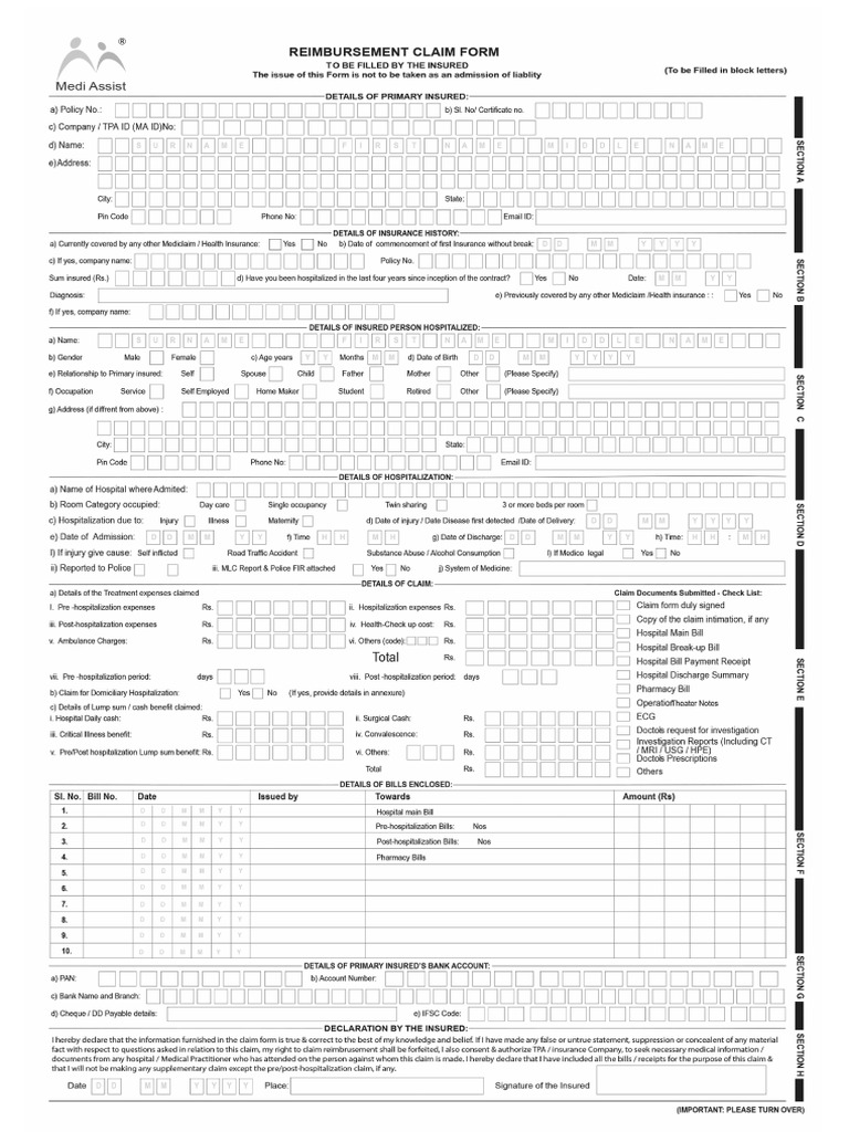 Claim Form Part A B