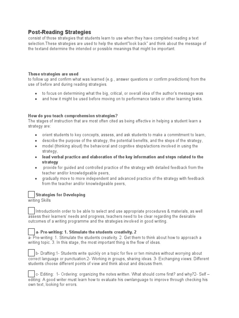 Effective Post-Reading Strategies | PDF