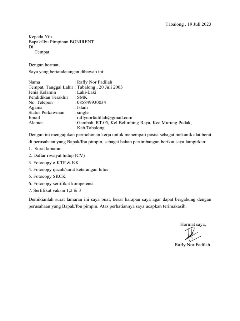 Surat Lamaran - Merged | PDF