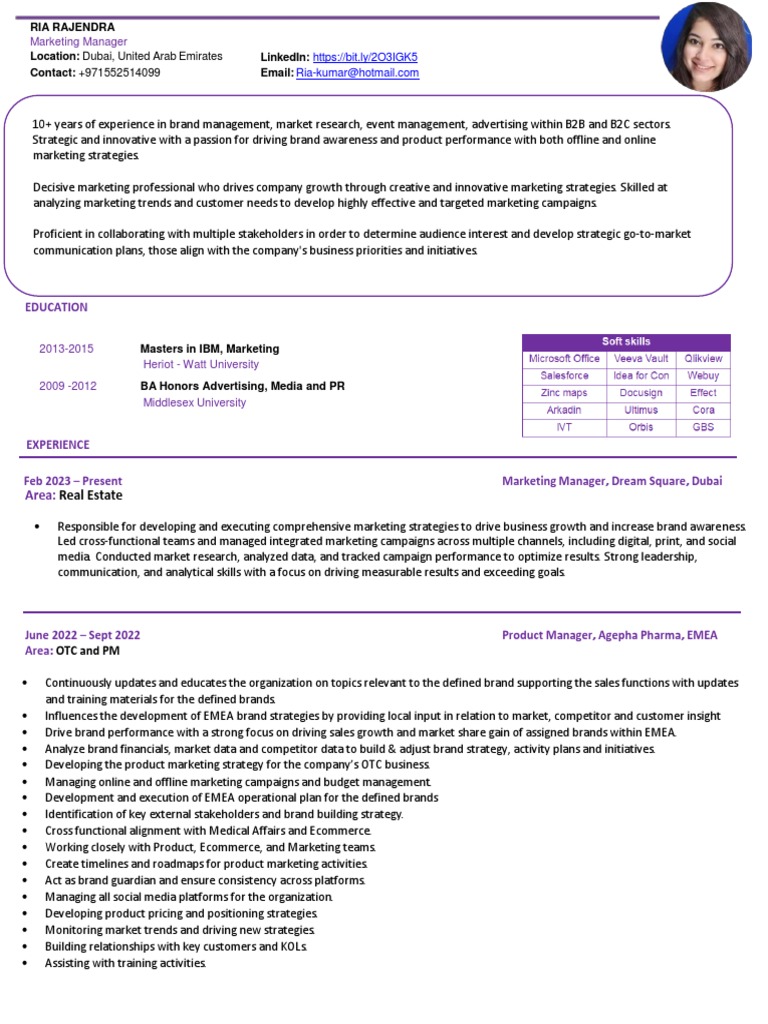Ria Rajendra: Marketing Expertise Overview | PDF | Business | Finance ...