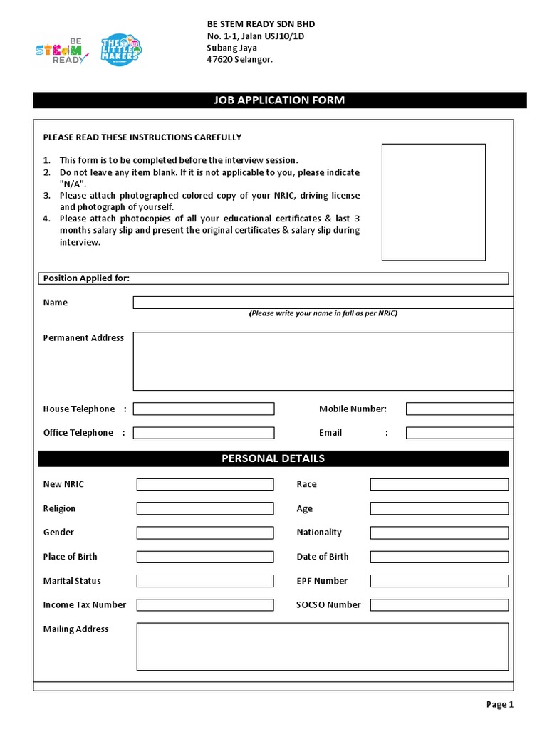 Job Application Form Instructions | PDF | Justice | Crime & Violence