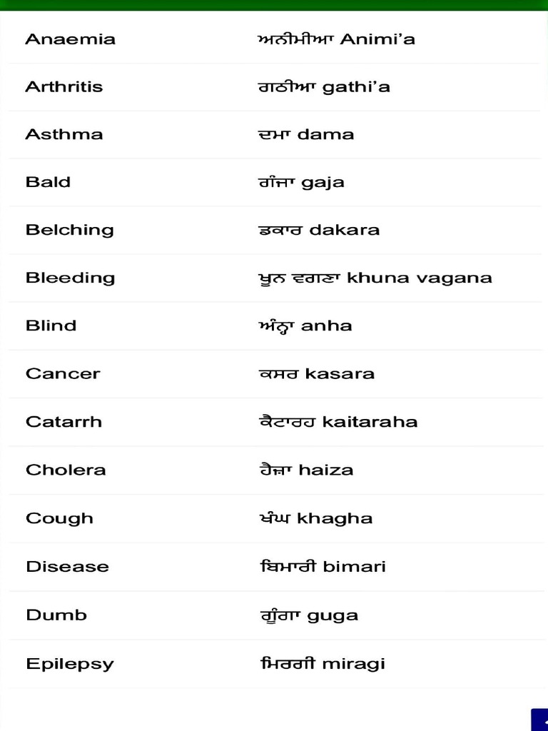 Disease in punjabi with new variants PDF