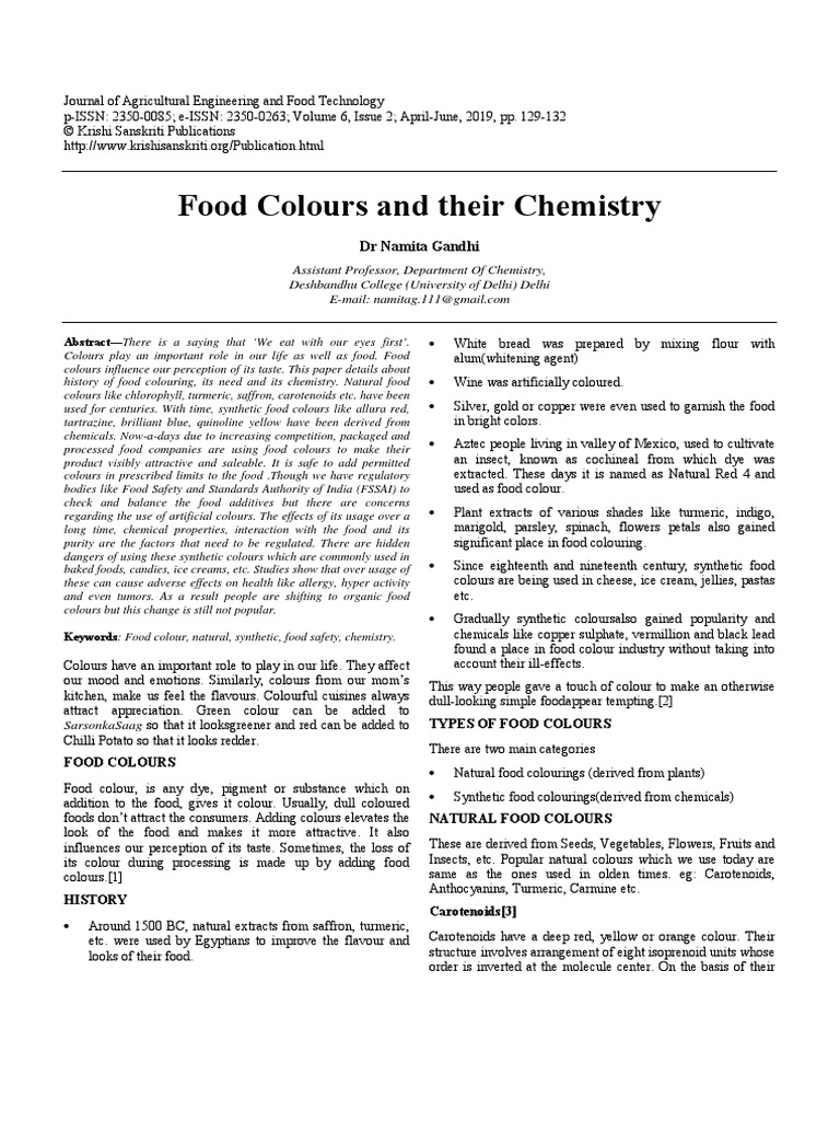 Food Colors PDF Food And Drink Food Industry