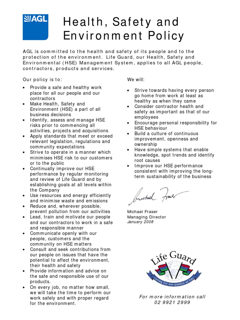 061011 Health Safety And Environment Policy Corporate About AGL 