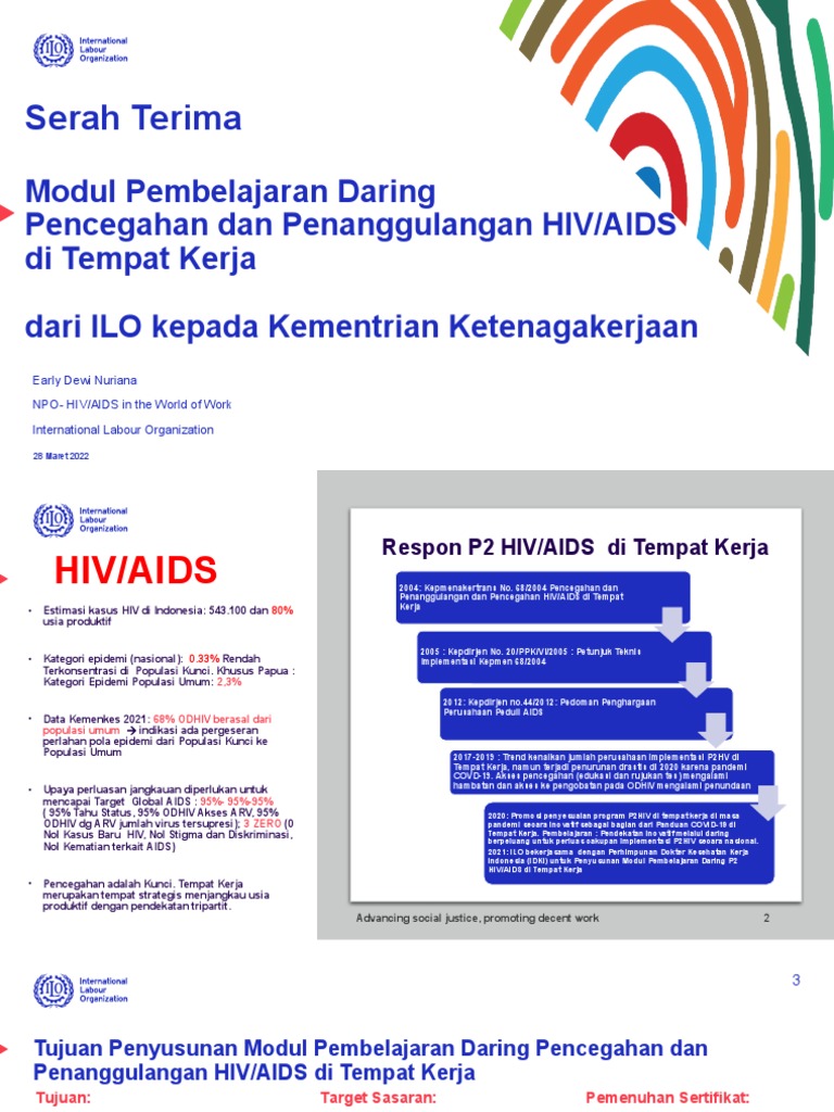 Paparan Modul Pembelajaran Daring P2 HIV Di Tempat Kerja - ILO | PDF