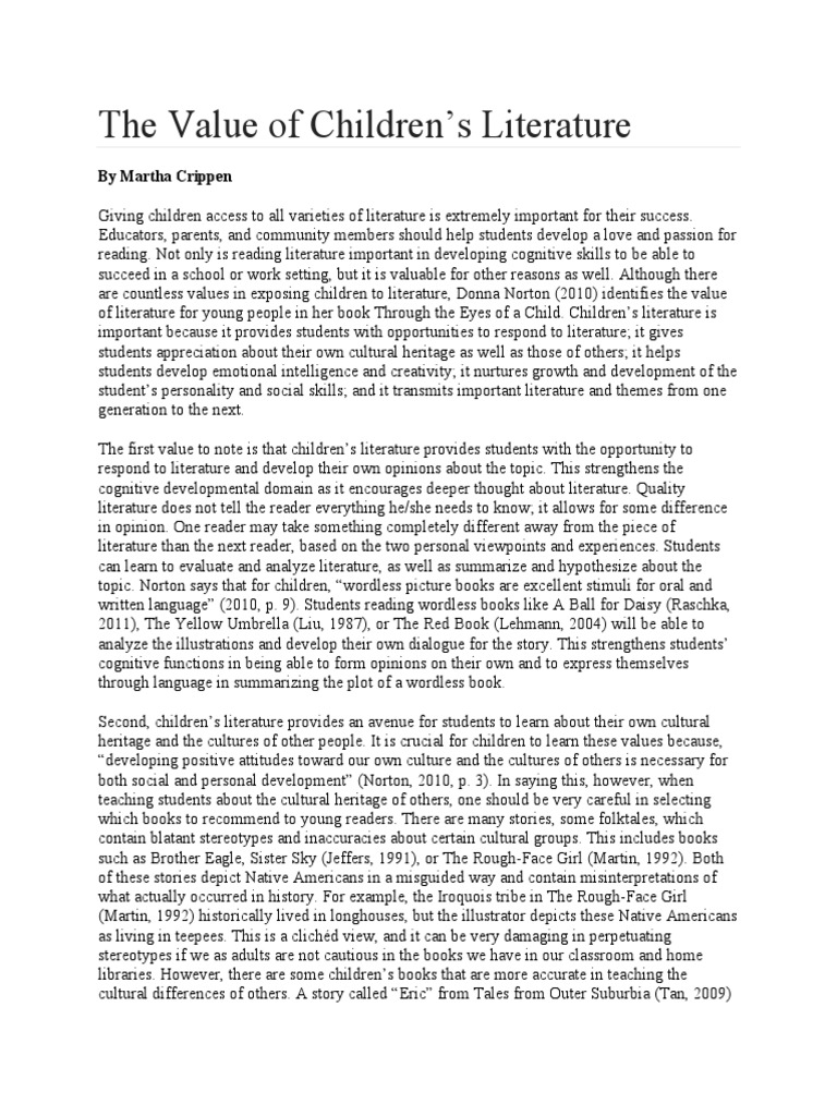 Importance of Children's Literature | PDF