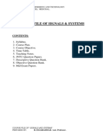 Course File of Signals & Systems: Contents