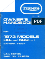 Triumph Daytona t100r 1973 Owners Manual