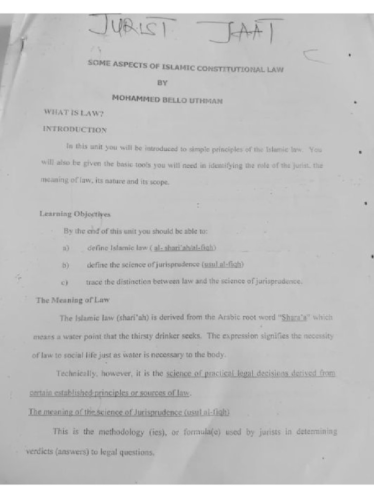 Law 211 Introduction To Islamic Law Pdf