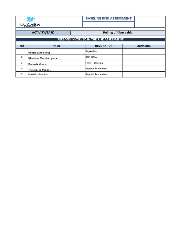 Baseline Risk Assessment Overview | PDF | Risk | Occupational Safety ...