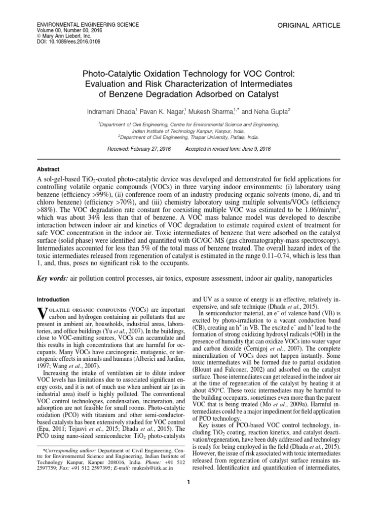 Dhada 2016 PDF Volatile Organic Compound Benzene