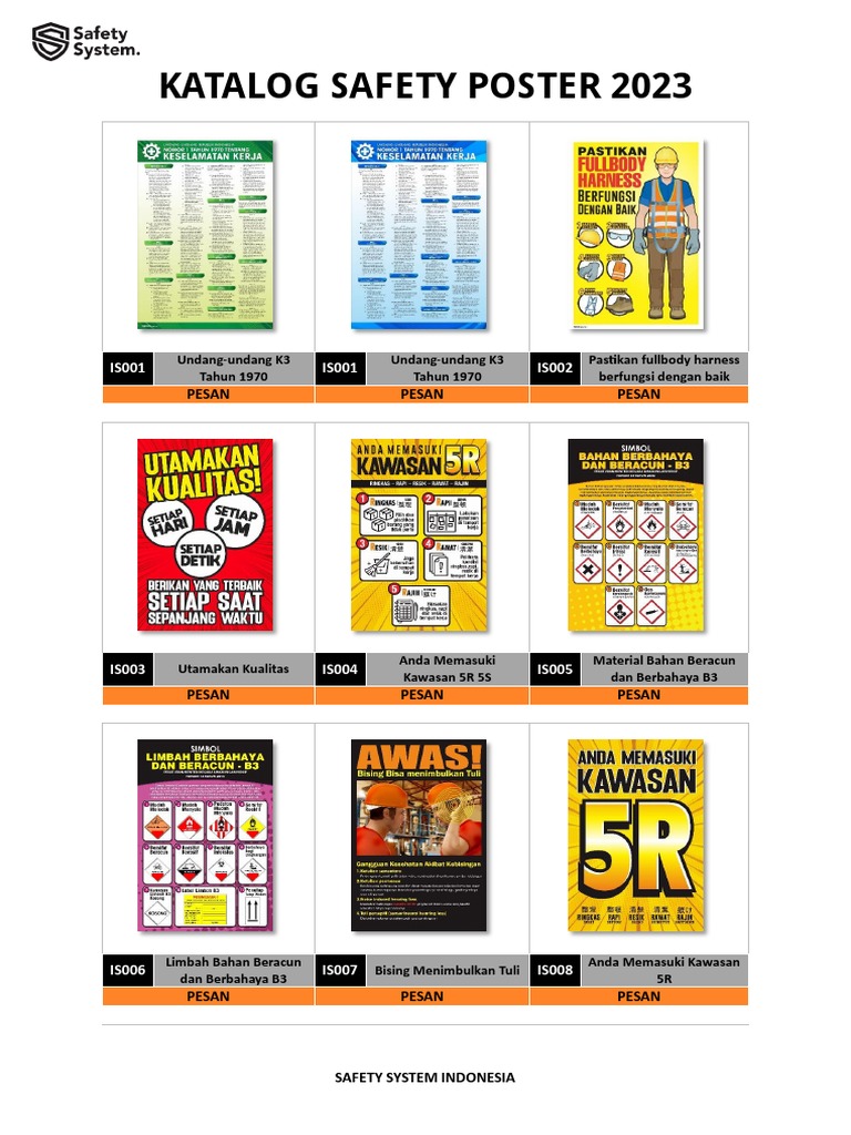 Katalog Poster K3 Kesehatan Dan Keselamatan Kerja Safety Poster