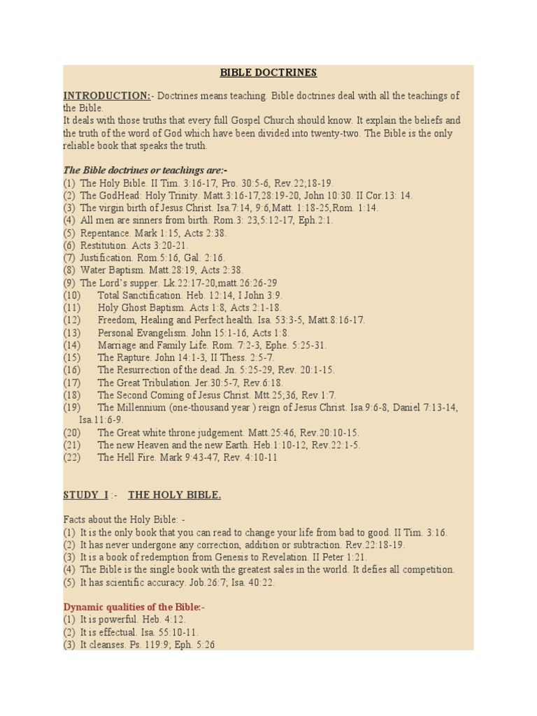 BIBLE DOCTRINES (Wofi) | PDF