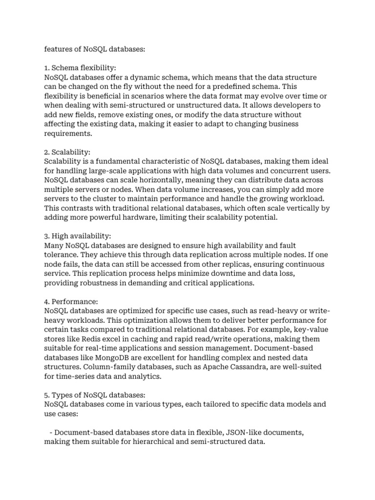 Features of NoSQL Databases | PDF