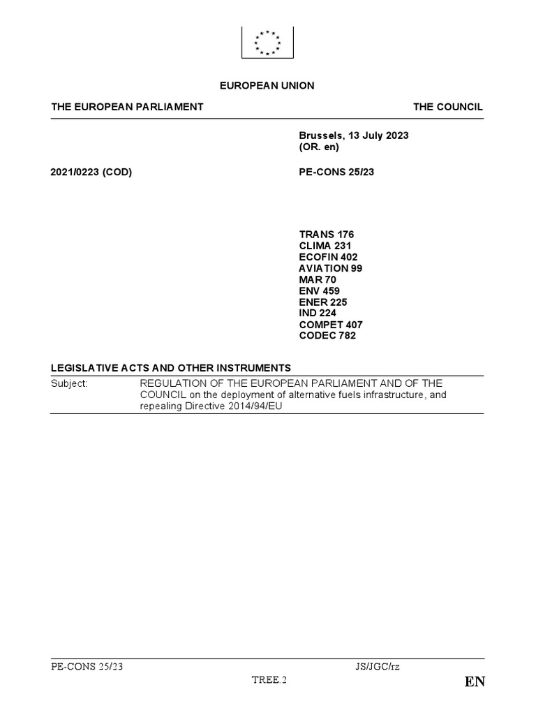 FuelEU Maritime Adopted by Council PDF Infrastructure Transport