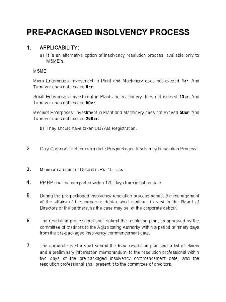 PrePackaged Insolvency PDF
