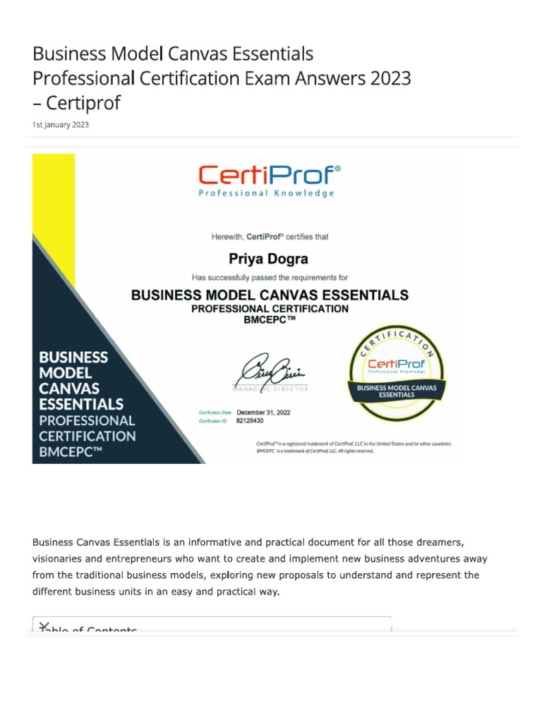 Ejemplo de Examen en Ingles Business Model Canvas | PDF