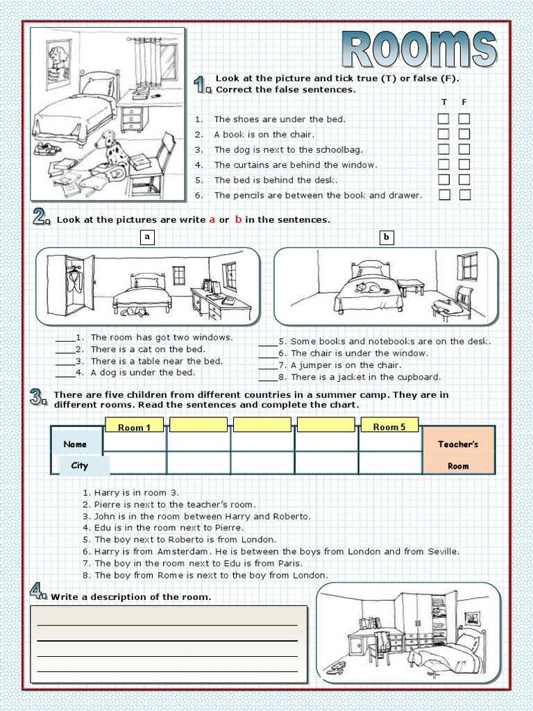 Worsheet Exercises Rooms and Furnitures PDF