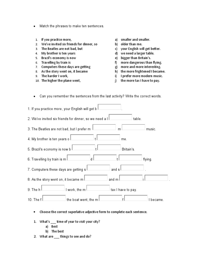 COMPARATIVES AND SUPERLATIVES RULES AND EXERCISES PDF visual data 6