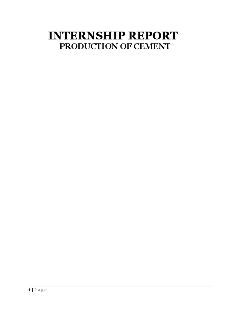 PRODUCTION OF CEMENT Report PDF Cement Concrete