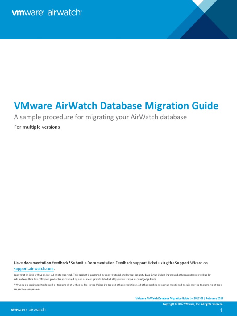 Vmware airwatch database migration guide pdf databases microsoft