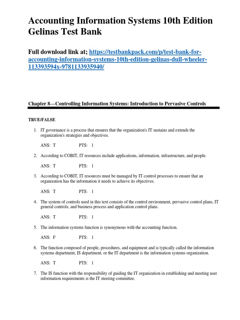 Accounting Info Systems Test Bank | PDF | Computer Security | Security