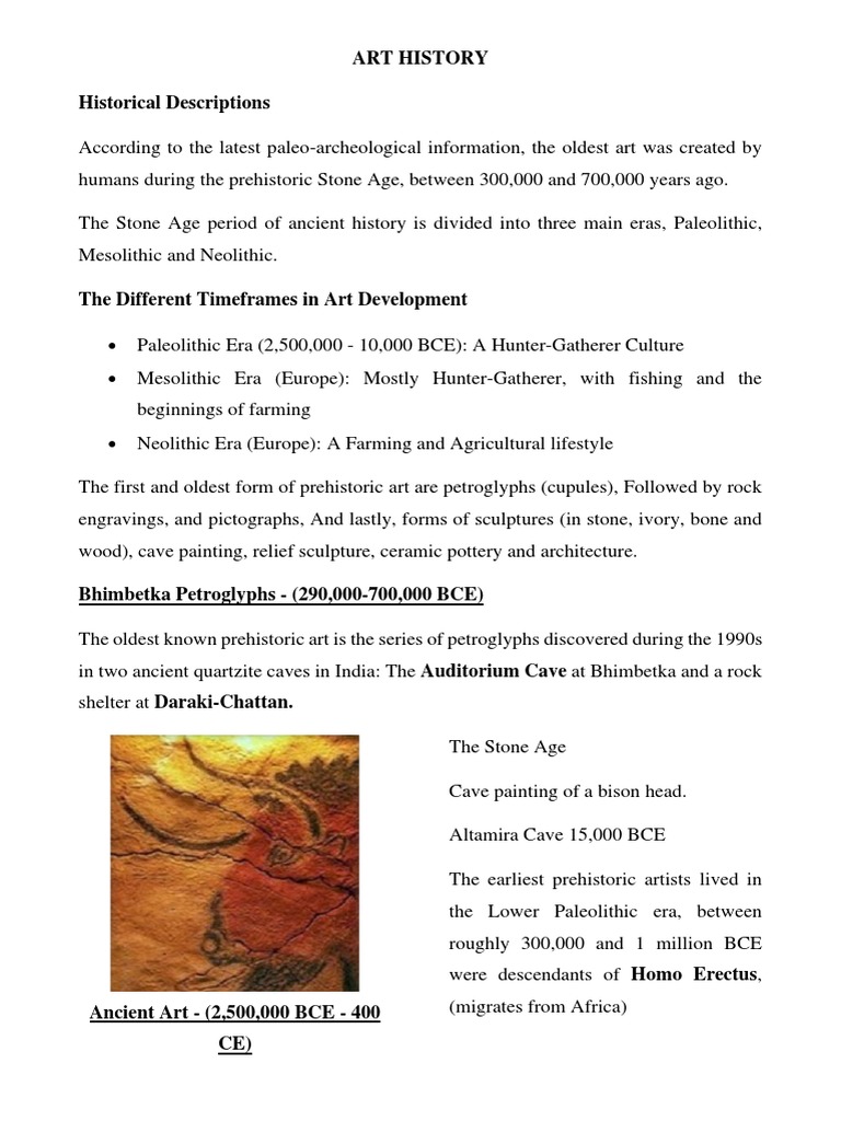 Art History PDF Stone Age Paleolithic