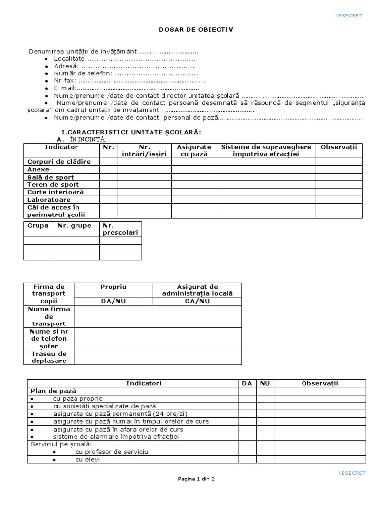 Anexa 3 de Completat - Gradinite | PDF