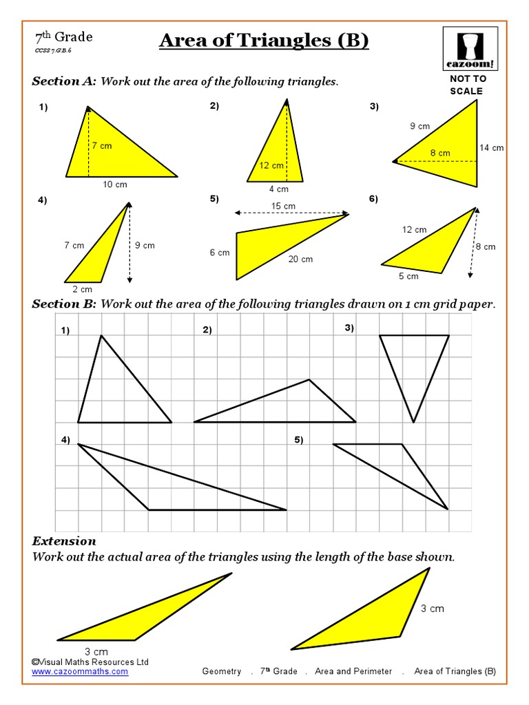 7th Grade Triangle Area Worksheets | PDF