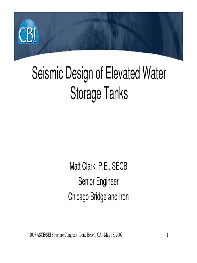 Seismic Design of Elevated Water Tanks | PDF | Civil Engineering ...