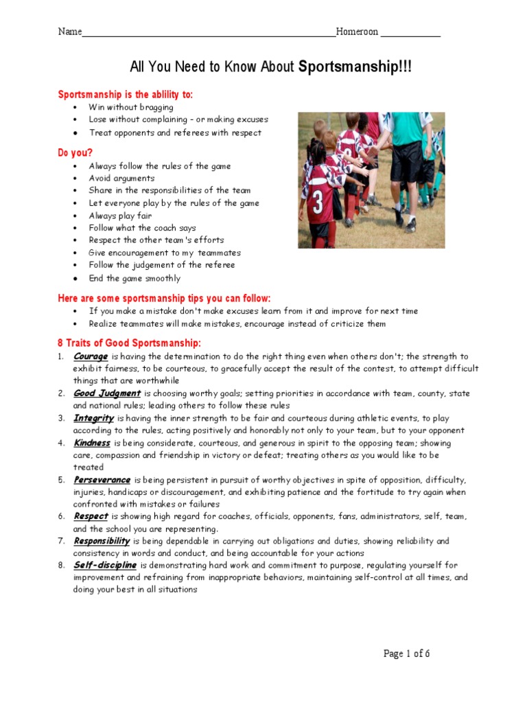 Essential Guide to Sportsmanship Traits | PDF | Courage | Psychological ...