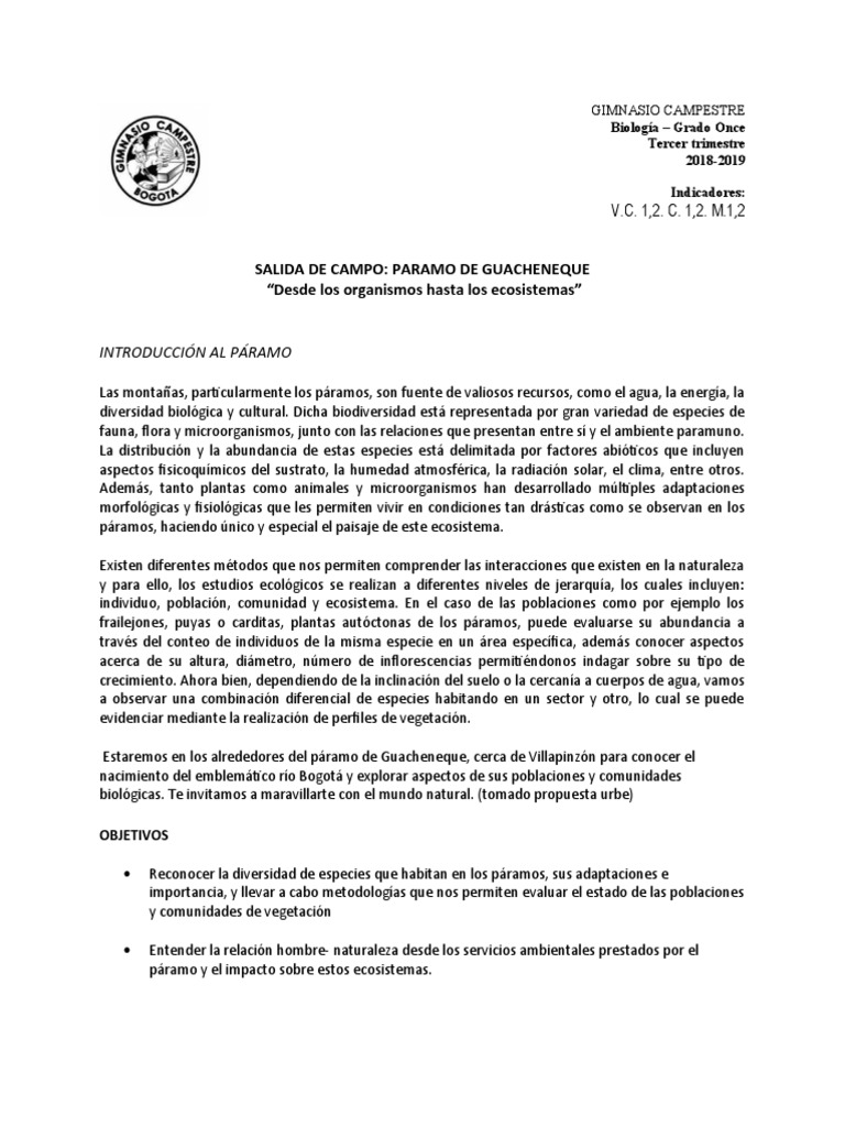 Guia Salida Páramo de Guacheneque Final | PDF