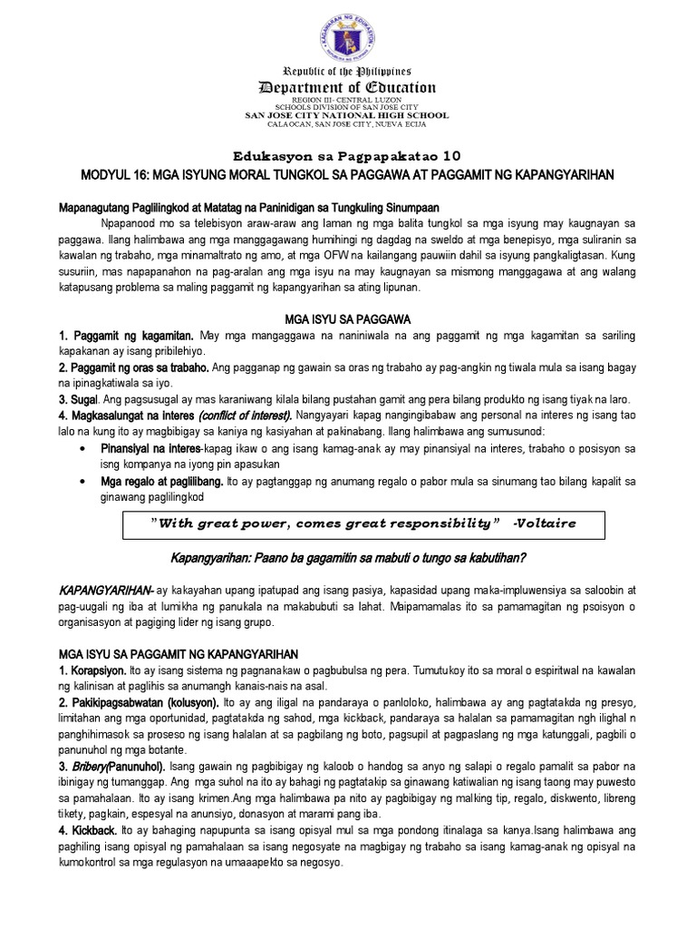 Q4 EsP10 LAS Lesson 4 | PDF