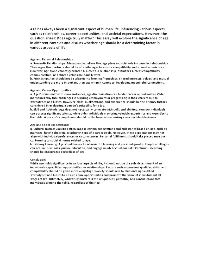 Age Essay | PDF