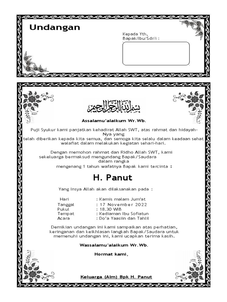 undangan haul | PDF