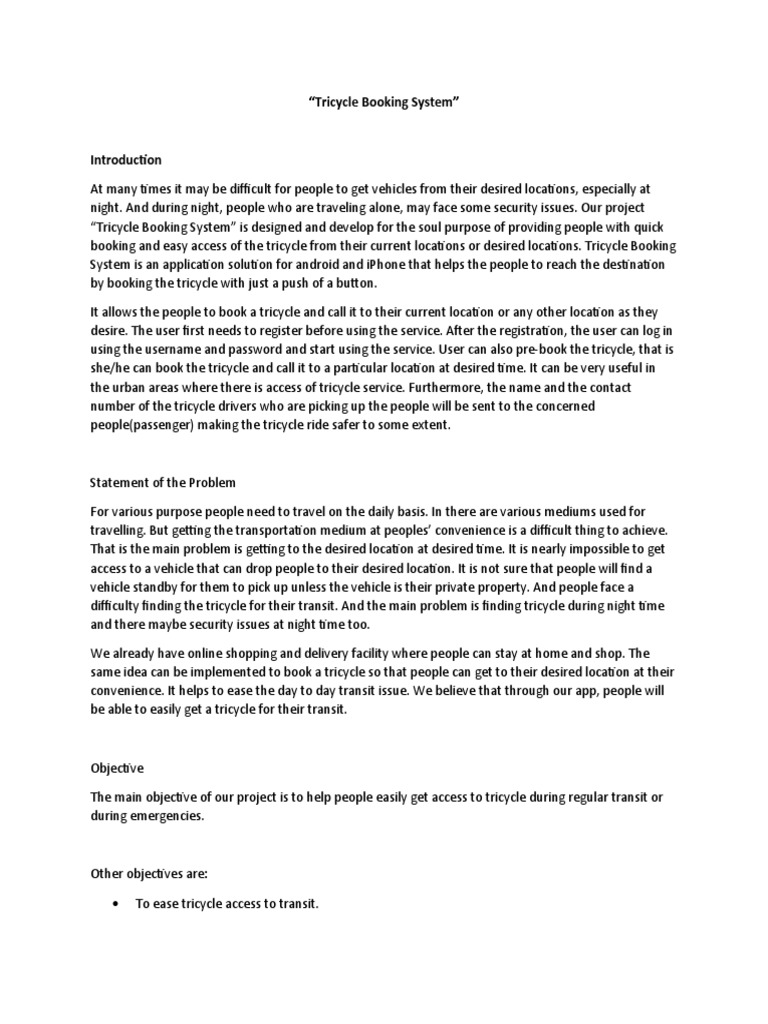Tricycle Booking System (Caps1) | PDF | User (Computing) | Service ...