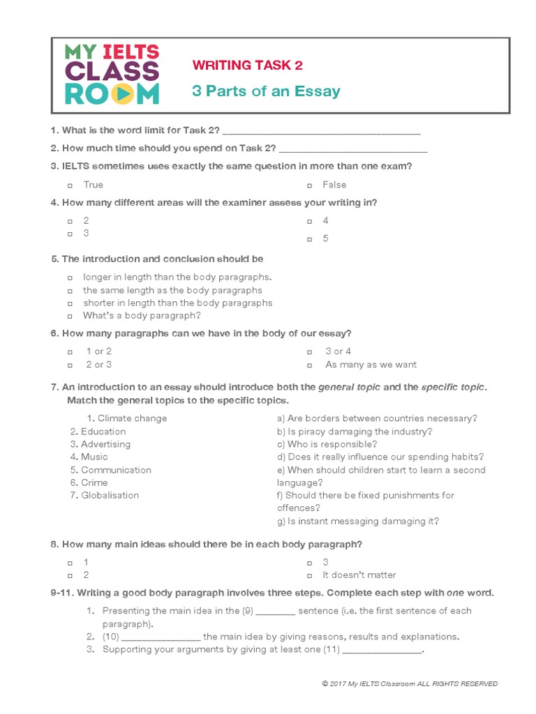 001 - Essay 1 Practice Activities - Introduction To IELTS Essays | PDF