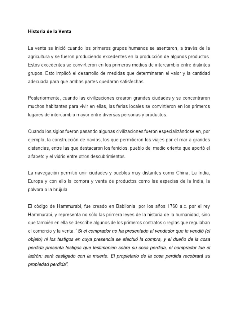 Evolución Histórica de la Venta | PDF
