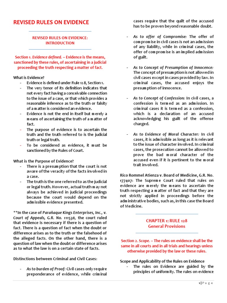 Revised rules on evidence complete pdf evidence law evidence