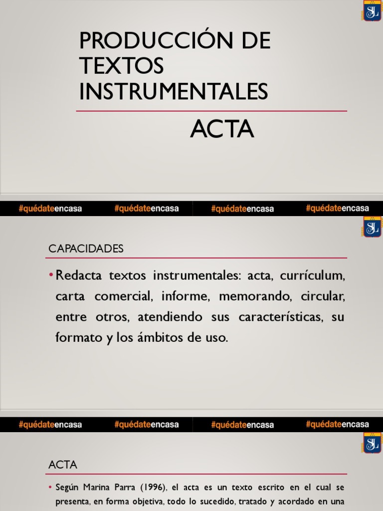 Producción de Acta - Textos Instrumentales | PDF | Lingüística ...