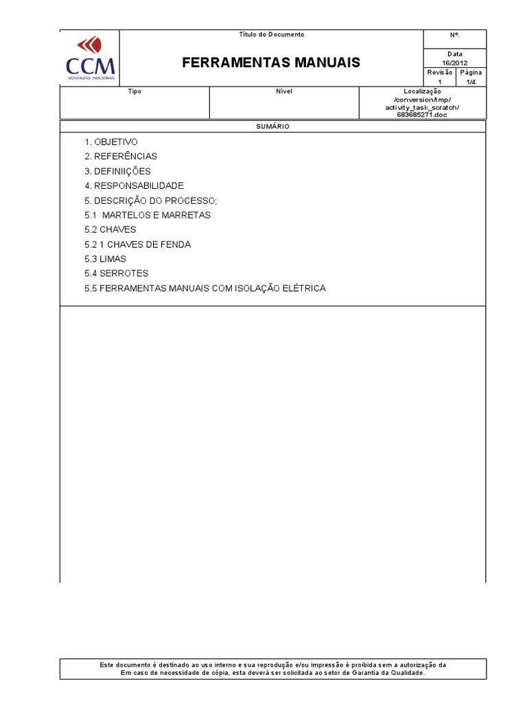 Tipos de Ferramentas Manuais e Uso Seguro | PDF | Martelo | Ferramentas